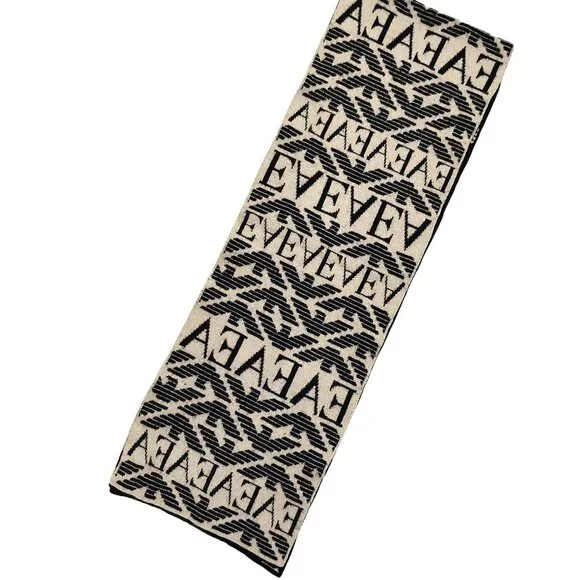 EMPORIO ARMANI Vintage Black & Cream Logo Monogram Men's Scarf